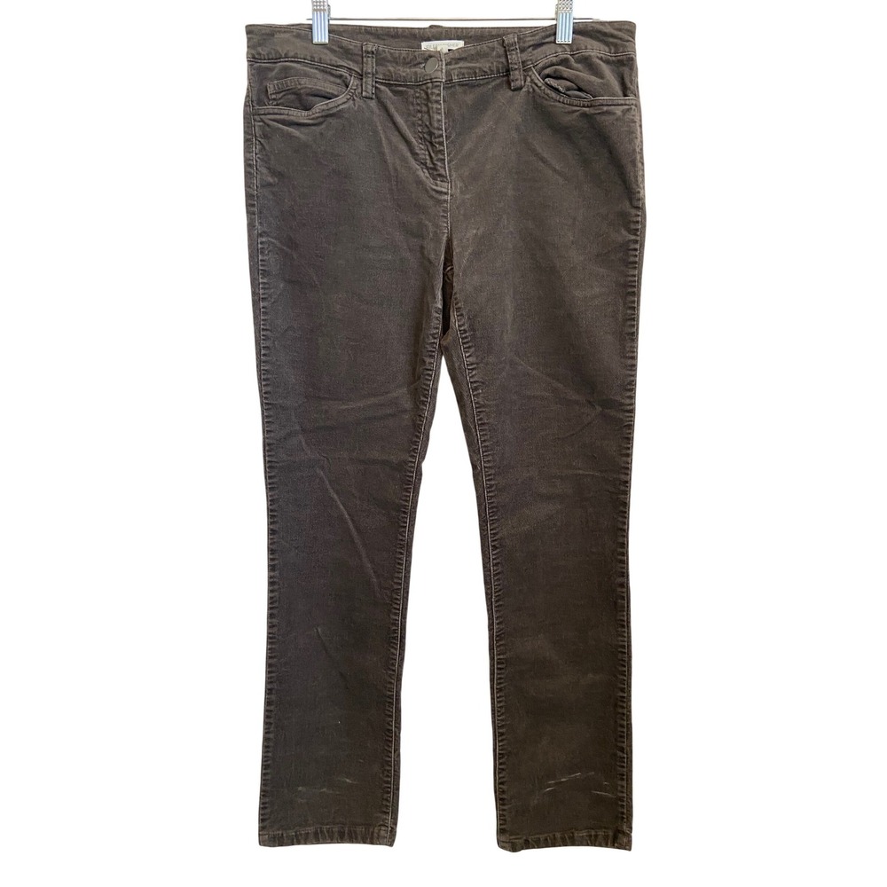 Eileen Fisher Womens Gray Brown Corduroy Straight Leg Pants Size 8 Five Pocket